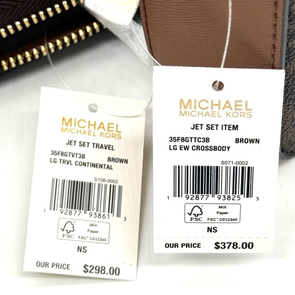 Michael Kors Large EW Crossbody Bag & Large Continental Wallet Brown/Gold - Picture 13 of 13